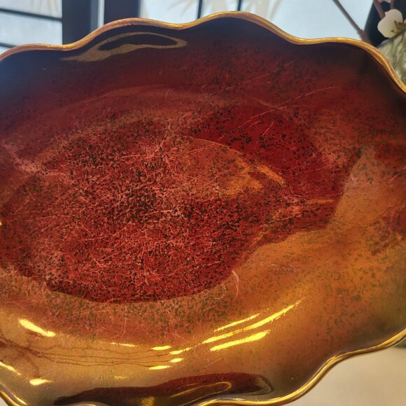 Art Deco Hand Painted & Enamel Carleton Ware Rouge Royale Candy Dish - England - Picture 3 of 8